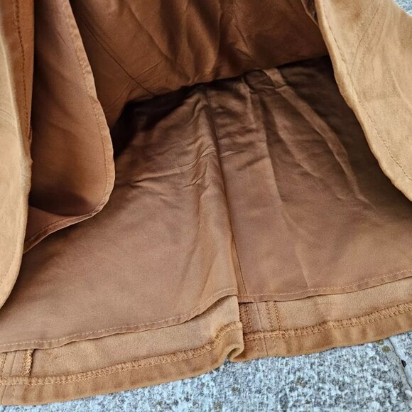 Loft Women Skirt Brown Faux Suede Type Fabric Knee Length Flippy Skirt Size 10 - Picture 7 of 10